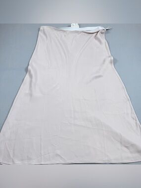 Anthropologie Blush Satin A-Line Midi Skirt Pink Size XL